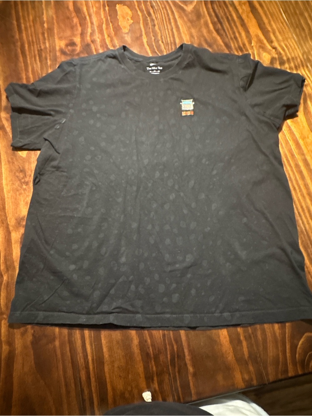 Nike Black Short Sleeve Crew with Subtle Dot Texture and Small Chest Patch